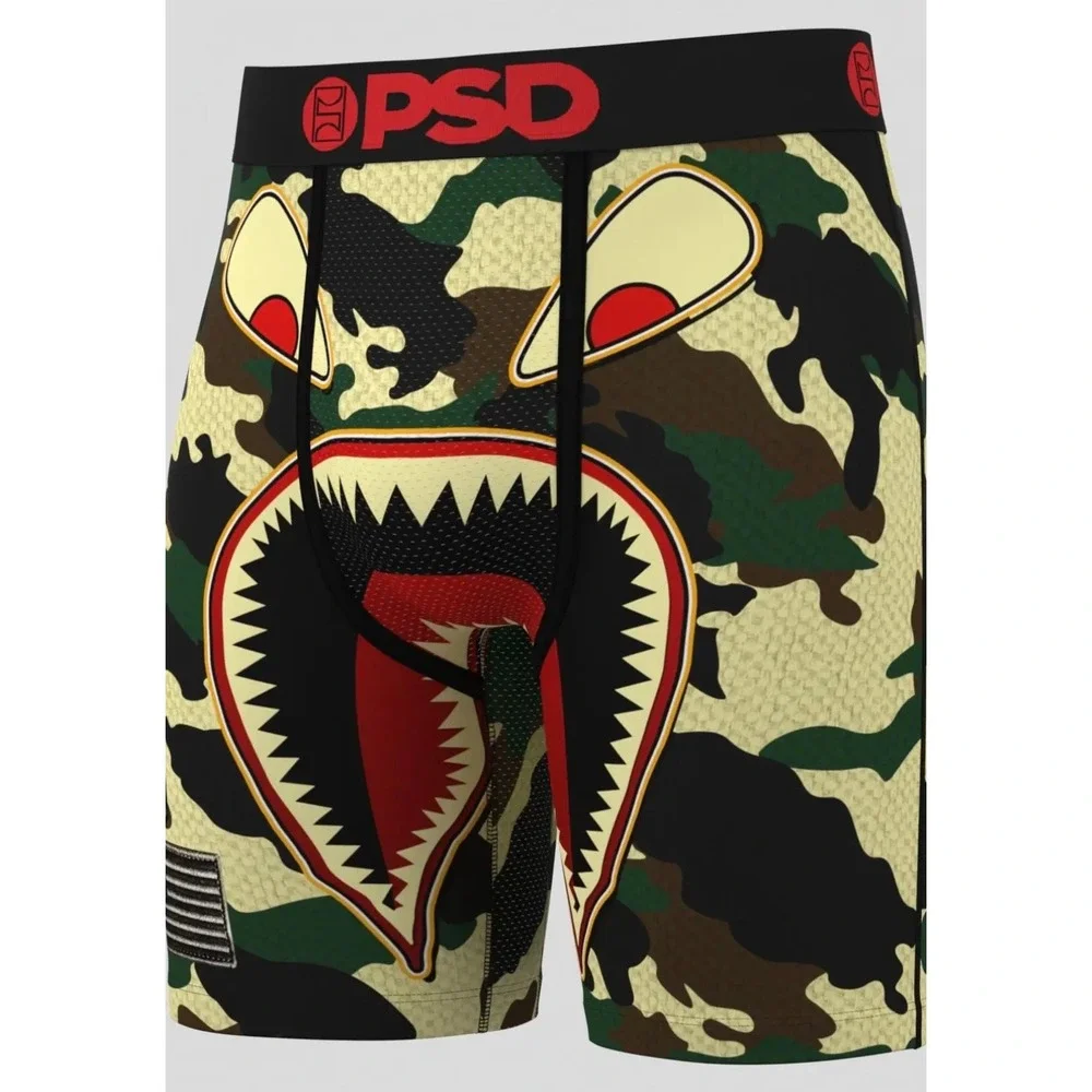PSD Mens Boxer Briefs 3-Pack Military Camo Shark Mouth Core Standard Medium M